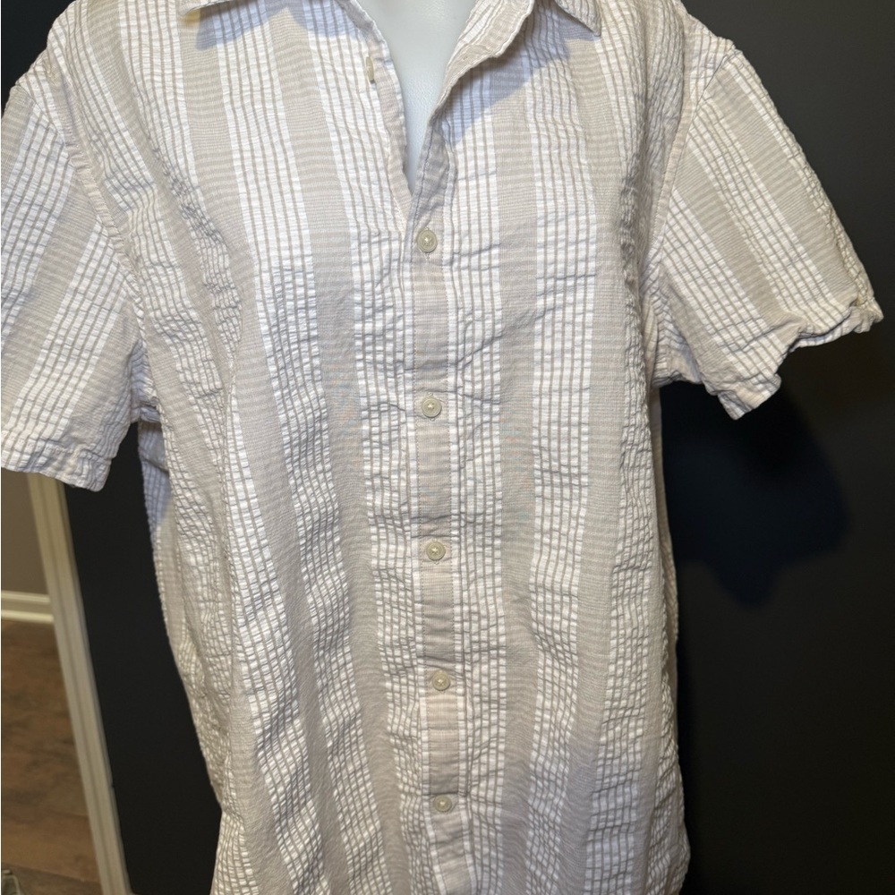 Michael Kors Beige and White Striped Shirt